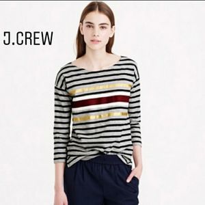 J. Crew Foil Stripe Long Sleeve Shirt Size Small